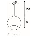 SLV Pendant luminaire LIGHT EYE Spot, GU10, max. 75W, incl. 1-Phase adaptor, white/chrome