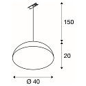 1- Luminaire � suspension monophas� FORCHINI M E27, or, noir 
