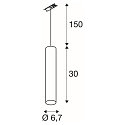 SLV 1- Luminaire � suspension monophas� ENOLA B PD-1 Bas, cylindrique GU10 IP20, noir gradable