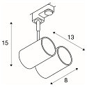 SLV Projecteur triphas� BIMA 2 GU10 � 2 flammes, adaptateur triphas� inclus, r�glable GU10, blanche gradable