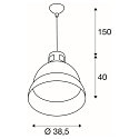 Luminaire à suspension PARA 380 rond, avec abat-jour E27 IP20