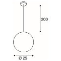 SLV Pendant luminaire ROTOBALL 25 white, E27