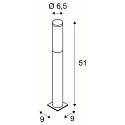 SLV Lampadaire d�ext�rieur BIG NAILS cylindrique, court, avec diffuseur E27 IP44, acier inoxydable gradable