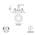 ACB Downlight MUSCA 3947/11 à 1 flamme GU10 IP20, noir