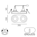 ACB Downlight MUSCA 3947/21 à 2 flammes GU10 IP20, noir