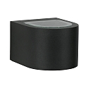 LED Outdoor Wall Spot Type No. 2340 - 2-sided, wide/wide, round, IP44, 230V AC/DC, 6W 3000K 660lm, lens clear, glass, black