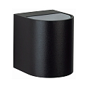 LED Outdoor Wall Spot Type No. 2402 - 2-sided, wide/wide, round, IP44, 230V AC/DC, 2x 6.7W 3000K 600lm, glass, black