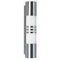Outdoor Wall luminaire Type No. 0251, bracket in the middle, IP44, E27 max. 20W (LED), stainless steel / opal glass