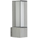 Outdoor Wall luminaire Type No. 0335, square, IP44, E27 max. 20W (LED), stainless steel matt / opal glass