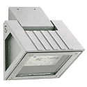 Outdoor LED Floodlight Type No. 2410, IP54, 16W 3000K 1600lm, swiveling, dimmable, cast alu / borosilicate glass, silver