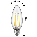 HWH Ampoule à filament forme bougie C35 commutable E27 4,5W 470lm 2700K 300° CRI > 90 
