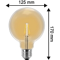 HWH Globe de filament d'ampoule G125 E27 2W 160lm 2200K 300° CRI >80 