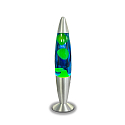 Lampe LED Lava IP20, bleu, jaune, argent 