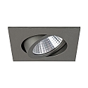 Brumberg Recessed LED spot, IP20, square, 8.2 x 8.2cm, Plug&Play 350mA, 7W 2700K 740lm 38�, swivelling 30�, matt titanium