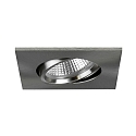 Recessed LED spot INDIWO68, IP20, cover square, 8 x 8cm, Plug&Play 350mA, 5.5W 3000K 550lm 36°, swivelling 15°, matt nickel