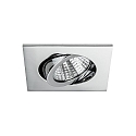 Brumberg Recessed LED spot set incl. converter, IP20, square, 230V, 7W 3000K 740lm 38�, swivelling 30�, chrome