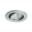Brumberg Recessed LED spot set dim2warm incl. converter, IP20, round, 230V, 6W 1800-3000K 460lm 38�, swivelling 30�, matt alu