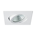 Brumberg Recessed LED spot set dim2warm incl. converter, IP20, square, 230V, 6W 1800-3000K 460lm 38�, swivelling 30�, white