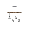 Luminaire à suspension RUTILUS 4 flammes E27 IP20, bois gradable