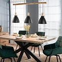 Brumberg Luminaire à suspension BRENTHIS 3 flammes, grand E27 IP20, bois, noir gradable
