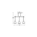 Brumberg Luminaire à suspension BRENTHIS 3 flammes, grand E27 IP20, bois, noir gradable