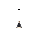 Luminaire à suspension BRENTHIS à 1 flamme E27 IP20, bois, noir gradable