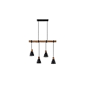 Luminaire à suspension BRENTHIS 4 flammes, petit E14 IP20, bois, noir gradable