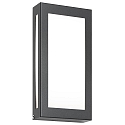 Outdoor LED wall luminaire flat, 28 x 14cm, IP44, 12W 3000K, stainless steel / opal glass, anthracite