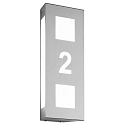 Num�ro de maison lumineux AQUA TRILO - HOUSE NR CUTTED 2 voies, pr�t � l'emploi E27 IP44, acier inoxydable