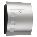 Curved post box from stainless steel and opal glass, IP44, height 40cm, brushed