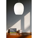 Luminaire à suspension ANUA à 1 flamme E27 IP20, aluminium brossé, mat, blanc opale gradable