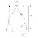Casablanca Luminaire à suspension CLAVIO M à 2 flammes, grand, dimmable E27 IP20, anthrazit, noir mat gradable
