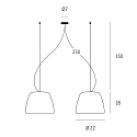 Casablanca Luminaire à suspension MARA à 2 flammes, dimmable E27 IP20, aluminium brossé, opale, blanc mat gradable
