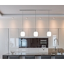 Casablanca Luminaire à suspension MUREA 3 flammes, court, dimmable E27 IP20, aluminium brossé, opale, blanc mat gradable