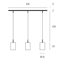 Casablanca Pendant luminaire TUBE XL, 3x E27, IP20, opal white matt