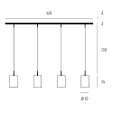 Casablanca Pendant luminaire TUBE XL, 4x E27, IP20, opal white matt