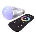 LED RGB lamp LED E27 RF RGBW with remote control, 100-240V AC / 50-60Hz, E27 8W, matt silver