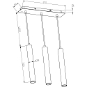 Deko-Light pendant luminaire SLIM 3 flames, long, UGR < 19, switchable IP20, deep black 