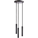 Luminaire � suspension SLIM 3 flammes, rond, UGR < 19, commutable IP20, noir profond 