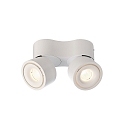 Luminaire de plafond UNI II MINI DOUBLE TILT � 2 flammes, pivotant � la cardan IP20, blanche gradable