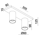 Luminaire de plafond CAN TILT SQUARE 30.5CM � 2 flammes, angulaire, pivotant � la cardan GU10 IP20, blanche