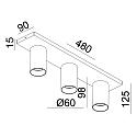 Deko-Light ceiling luminaire CAN TILT SQUARE 48CM 3 flames, square, cardanic swivelling GU10 IP20, black