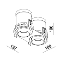 Deko-Light Plafonnier encastr� RIGEL MINI double IP20, transparent, blanc mat gradable