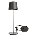 Lampe de table � accu BUNDLE CANIS lot de 1, avec chargeur IP65, gris fonc�, mat gradable