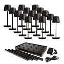 Lampe de table � accu CANIS MINI GASTRO avec variateur tactile, avec chargeur, 15 pi�ces IP65, mat, noir graphite gradable