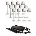 Lampe de table � accu CANIS GASTRO L avec variateur tactile, avec chargeur, 12 pi�ces IP65, mat, blanc trafic gradable