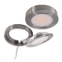 LED furniture luminaire BAHAM I, IP20, 12V DC, 2.5W 3000K 240lm 110�, cRi >90, brushed silver, with mini AMP connector