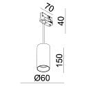 Deko-Light Luminaire suspendu triphas� CAN 150 Bas, cylindrique, court GU10 IP20, noir