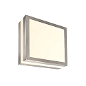 Outdoor LED wall luminaire SCUTI I, IP44, 2 flames, E27, 2x max. 11W, stainless steel, brushed silver