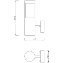 Deko-Light Luminaire mural d'ext�rieur PORRIMA II GU10 IP44, acier inoxydable bross�, satin�, blanche